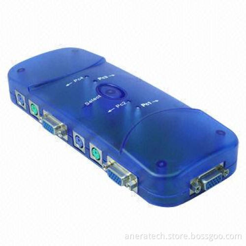 KVM switch for PS2, automatic, 4 ports, plastic case